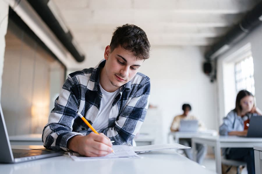 Young Man Doing an IQ Test